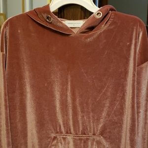 Pink velour hoodie